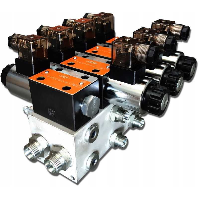 Cetop hidraulinis skirstytuvas, 3 sekcijų, 60l, 12v