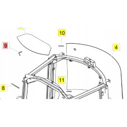 Yanmar Schaeff Terex viršutinio salono lango sandariklis