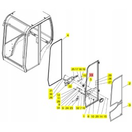 Yanmar durų užraktas sv16 sv18 sv22 sv26
