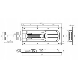 Aliumininė šoninė spyna, tipas su rankena