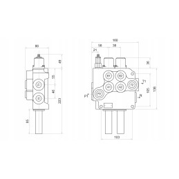 Hidraulinis skirstytuvas 80l, vairasvirtė, sukamas trosas
