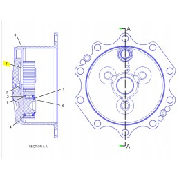 Galinės pavaros žvaigždutė kačių ekskavatoriniam krautuvui