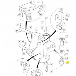 JCB mini ekskavatoriaus apatinis galinės kojos sukimosi kaištis