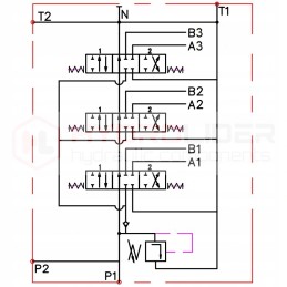 3 sekcijų hidraulinis skirstytuvas, 120l