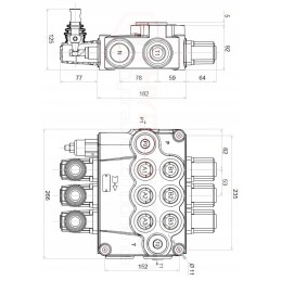 3 sekcijų hidraulinis skirstytuvas, 120l
