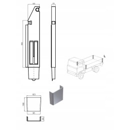 Galinis savivarčio stulpas, kampinis stulpelis į h400 šoną