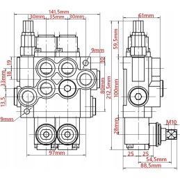 Monoblokinis hidraulinis skirstytuvas, 2 sekcijų, 40l, stūmokliui