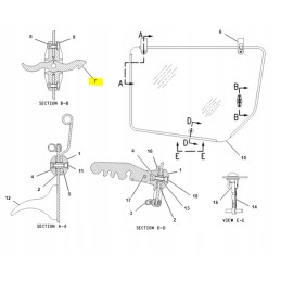 Lango skląsčio rankena kačių ekskavatoriniam krautuvui
