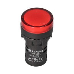 Išgaubta raudona LED indikacinė lemputė 22mm 24v