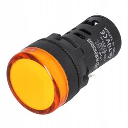 Geltona LED 22mm 24v išgaubta valdymo lemputė