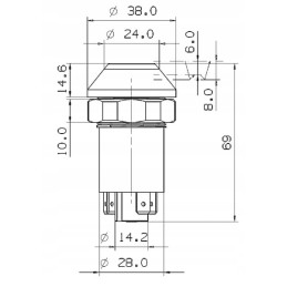 Mygtuko jungiklis darbo lempoms, apvalus, geltonas 11130200pn
