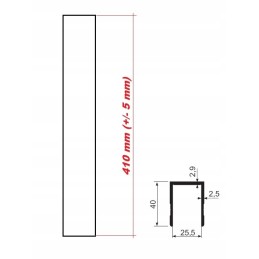 Uždarymo profilis aliuminio šonui, C tipas, 25mm