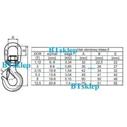 Pasukamas kablys su guoliu 8t hds sertifikuotas kranas