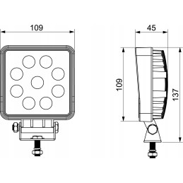 Darbinis šviestuvas 9x LED kvadratinis aliuminis 2100l