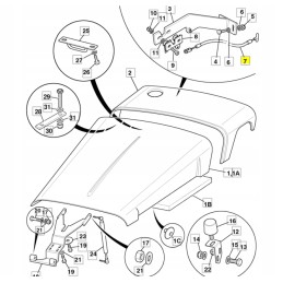 JCB ekskavatoriaus krautuvo gaubto atidarymo kabelis