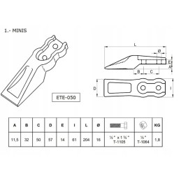 Universalus dantis mini ekskavatoriui