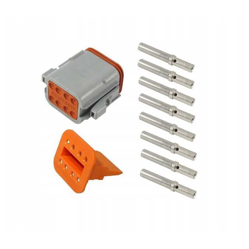 8 kontaktų vokiška jungtis, 2 eilių moteriškas kištukas