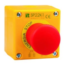 Kasetė su saugos mygtuku IP65 geltona 1x