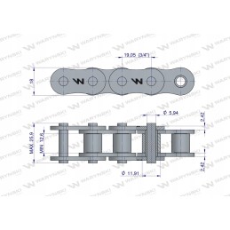 Warynski ritininė grandinėlė 12a 1 a60 2 5m grandis