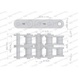 Ritininė grandinė tiesi plokštė 20b 2 r2 1 1 4 5 m