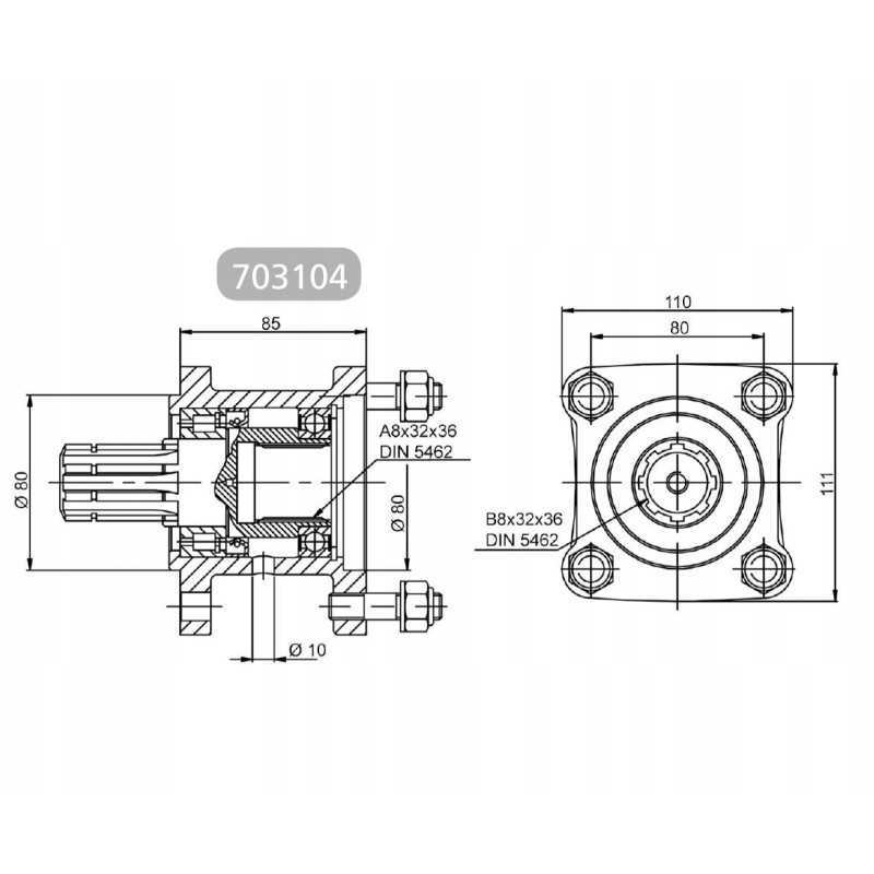 ISO siurblio atstumas l 85mm
