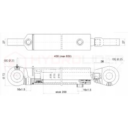 Hidraulinis stūmoklio cilindras 50 28 taktų 200mm l 430