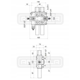 Hydr 90l q75 103 116 skirstytuvas galtech kabeliams