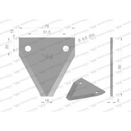 Derliaus nuėmimo peilis 80x76x3mm skylė 8 5 naudokite din113
