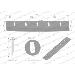 Pašarų kombaino būgno peilis 5 skylės 10 mm naudojimui