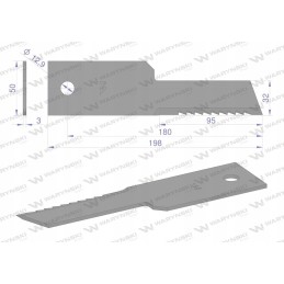 Fiksuotas peilis šiaudų smulkintuvas 198x50x3mm skylė 13