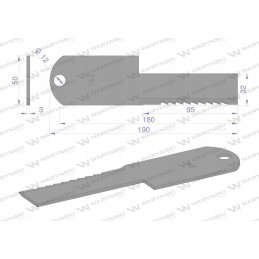 Fiksuotas peilis šiaudų smulkintuvas 190x50x3mm skylė 12