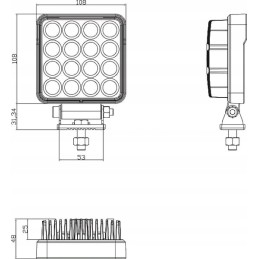 LED darbo lempa 25w 3040 lm 10 30v 16 led kramp