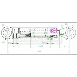 Hidraulinis stūmoklio cilindras 40 22 taktų 140mm l 350