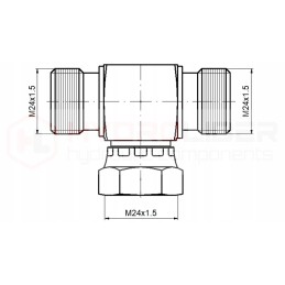 Tee jungtis bab 3x m24x1 5 hidrolideris