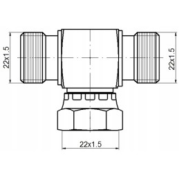 Tee jungtis bab 3x m22x1 5 hidrolideris