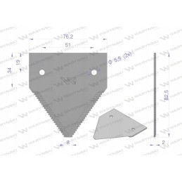 Derliaus nuėmimo peilis 83x76x2mm skylė 5 5 aplikacija 261431