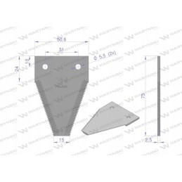 Warynski dantytas derliaus nuėmimo peilis priekinėms žoliapjovėms