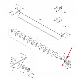 D41714100 grūdų išleidimo vamzdžio sraigtinis guolis