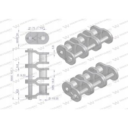 Pramoninės grandinės grandis p20ah 3 ansi a 100