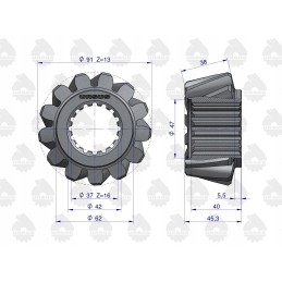 Ratų pora 46625070 c 360 kūginis dantukas originalus Ursus