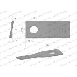 Dešinysis vejapjovės peilis 126x48x4mm skylė 20 5x23