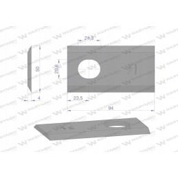 Vejapjovės peilis 94x50x4mm skylė 20 5x24 3 komplektai