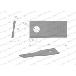 Dešinysis vejapjovės peilis 107x48x4mm skylė 18 5 a