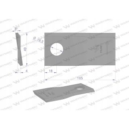 Vejapjovės peilis 105x49x4x19, naudojamas 3 kartus