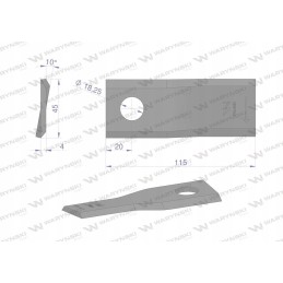 Dešinysis vejapjovės peilis 115x45x4mm skylė 18 25