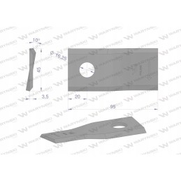 Dešinysis vejapjovės peilis 95x45x3 5 mm skylė 16 25