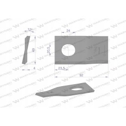 Dešinysis vejapjovės peilis 92x48x4mm skylė 20x24