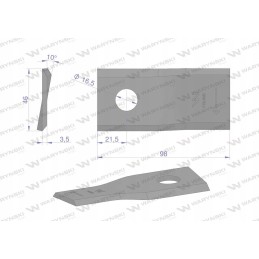 Dešinysis vejapjovės peilis 98x46x3 5 mm skylė 16 5 su