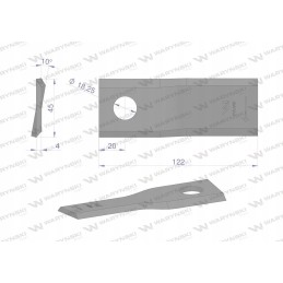 Dešinysis vejapjovės peilis 122x46x4mm skylė 18 25