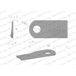 Dešinysis vejapjovės peilis 105x47x4mm skylė 20 5 a